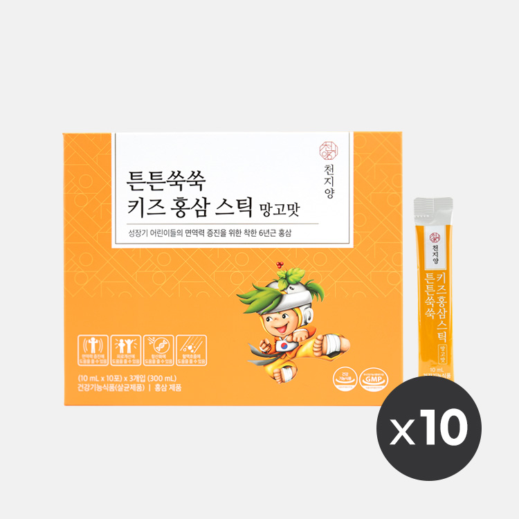 천지양 튼튼쑥쑥 키즈홍삼 스틱 망고맛 30포 x 10박스